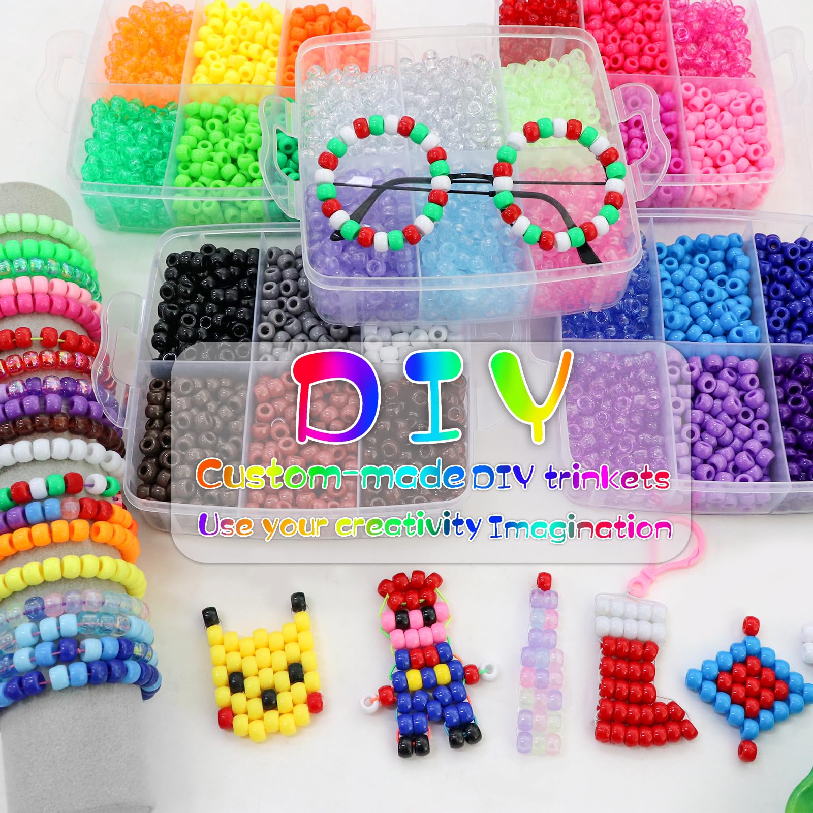 5800 perline Kandi arcobaleno che si illuminano al buio, 30 colori, per intrecciare i capelli, braccialetti dell'amicizia, gioielli Kandi, portachiavi, fai da te, regali di Natale (5800