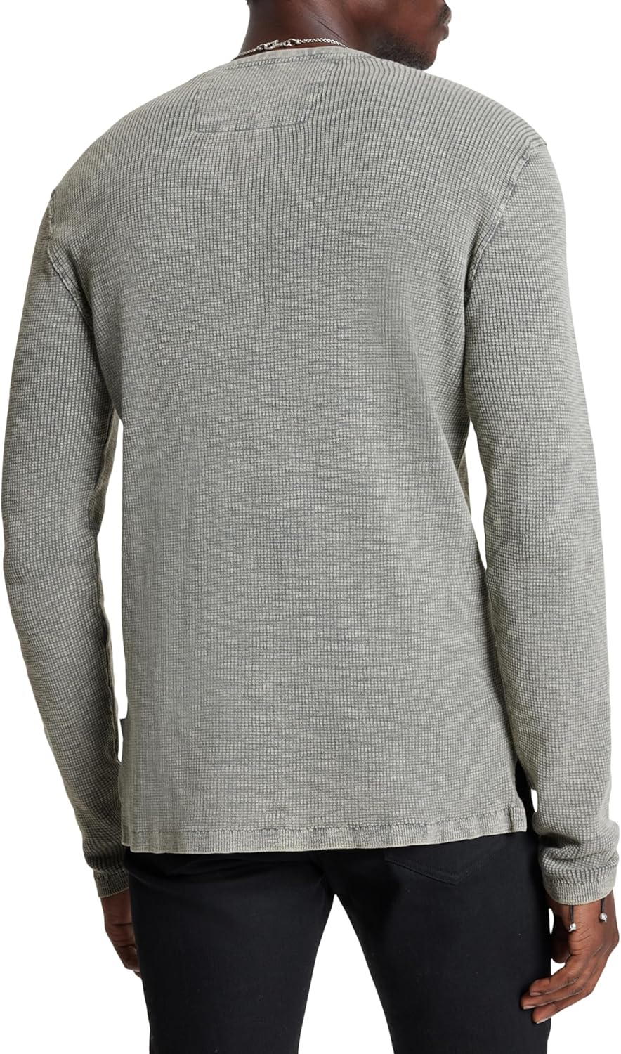John Varvatos Memphis Waffle Henley Grey Heather LG - Image 4
