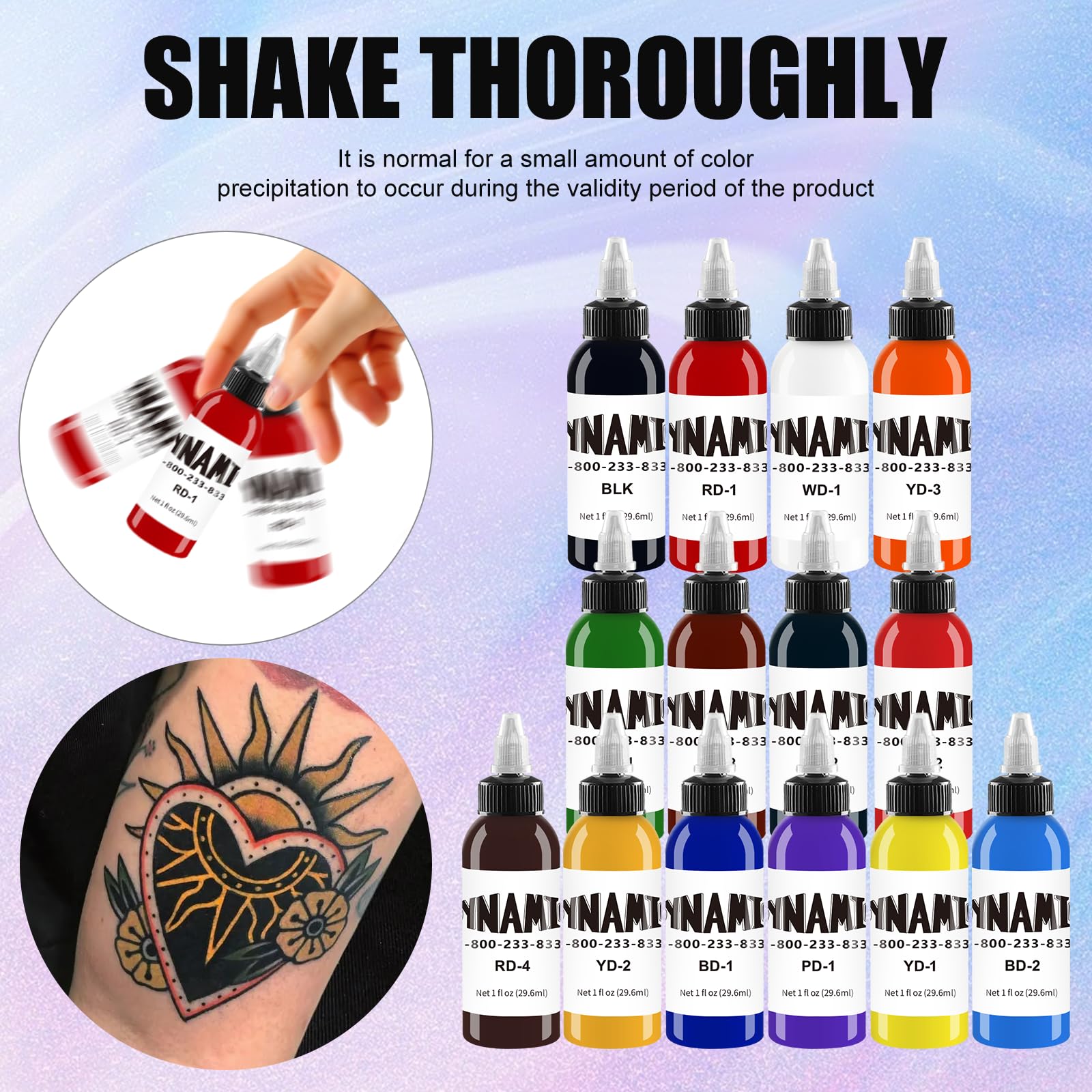 14 Farbtinten, Tätowiertinten, 14 Farben Tattoo-Tinte, Aktivtinten, Farbmuster Tattoo-Tinte (30 ml)