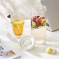 Vista 5 de Karafu Jarra de agua con tapa y boquilla de bloqueo hermética de 50 onzas, jarra de vidrio resistente al calor para agua, café, té y otras bebidas