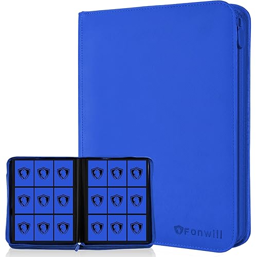 Premium Card Binder 9 Pocket, 360 Pockets Trading Card Holder Book, Premium PU Cover Zip Folder Binder, Side Loading Carrying Case Binder Album for TCG, MTG,Sports Cards, Game Cards (Blue) - 9 Pocket 360 - 2-Blue