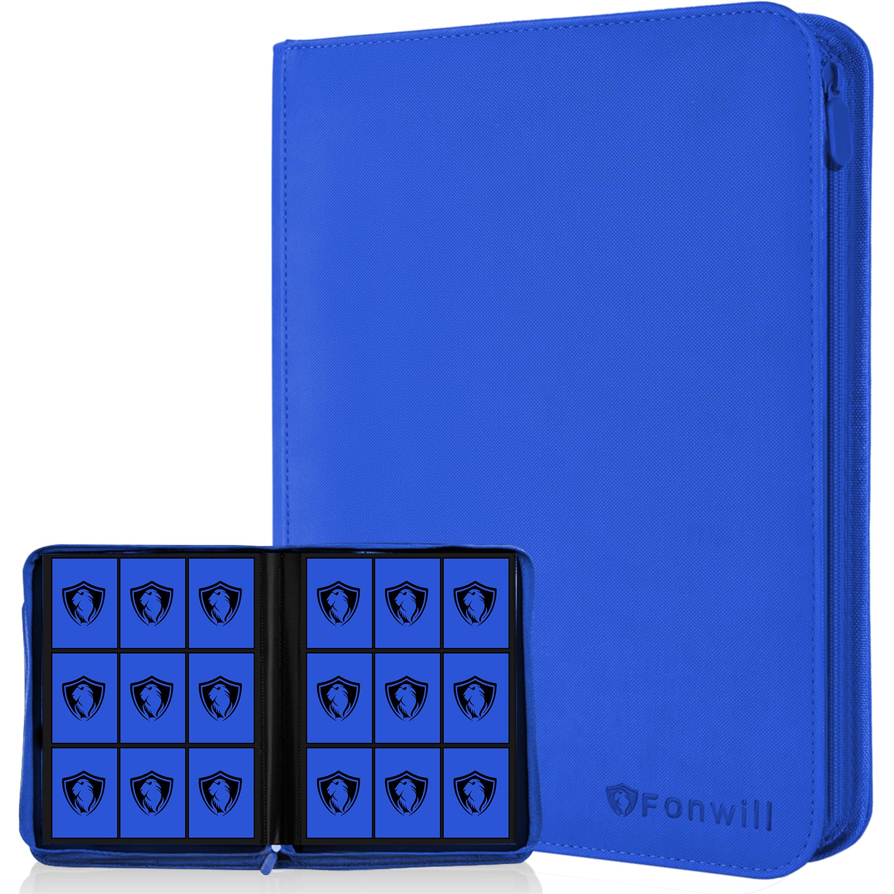 Carpeta de tarjetas de piel PU premium con cremallera y 360 bolsillos de carga lateral