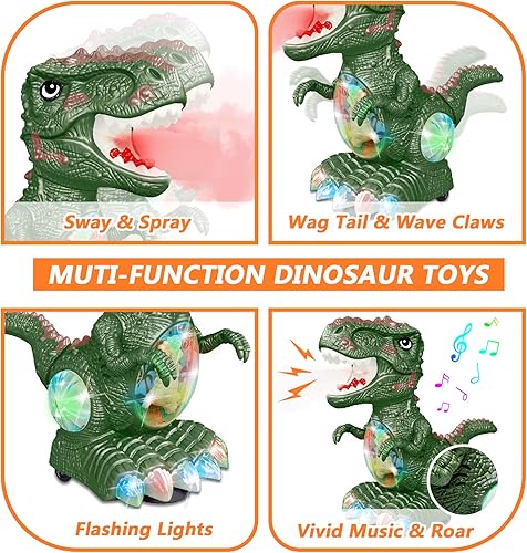 Miniatura 6 de Juguetes de dinosaurio para niños de 1 a 2 años, música de rugido y luces, juguetes para niños y niñas de 1 a 3 años, juguetes de dinosaurio en