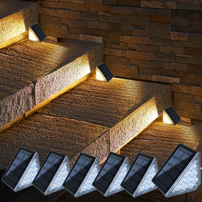 CILIENG Napelemes Lépcsővilágítás 9 LED-del - IP67 Vízálló Kültéri Lámpák, Meleg Fehér 2700K, 600mAh Akkumulátor, Kerti Útvilágítás Lépcsőkh