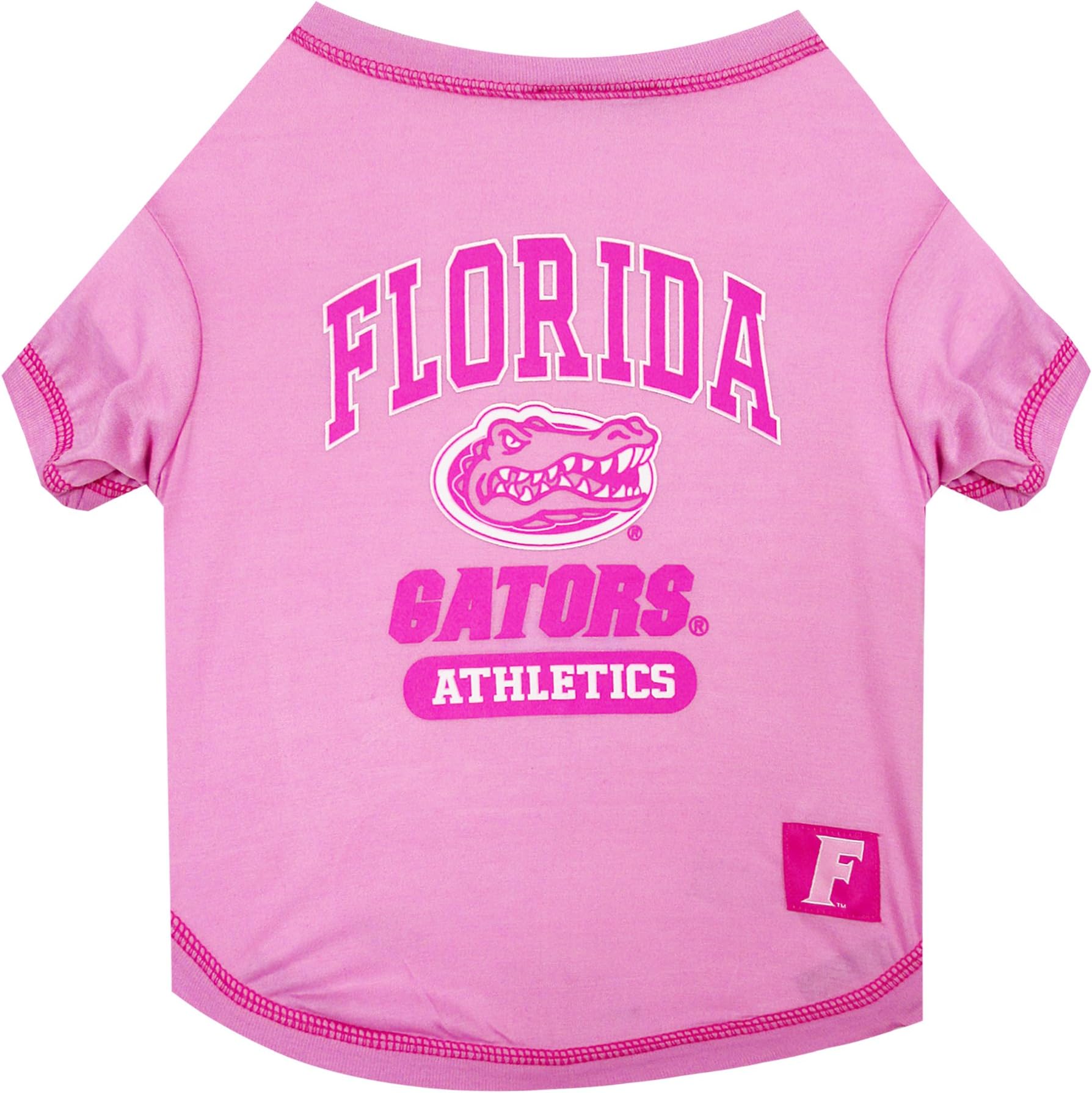 Pets First NCAA Florida Gators Pet Pink T-Shirt, Medium. - Dog Pink Outfit.
