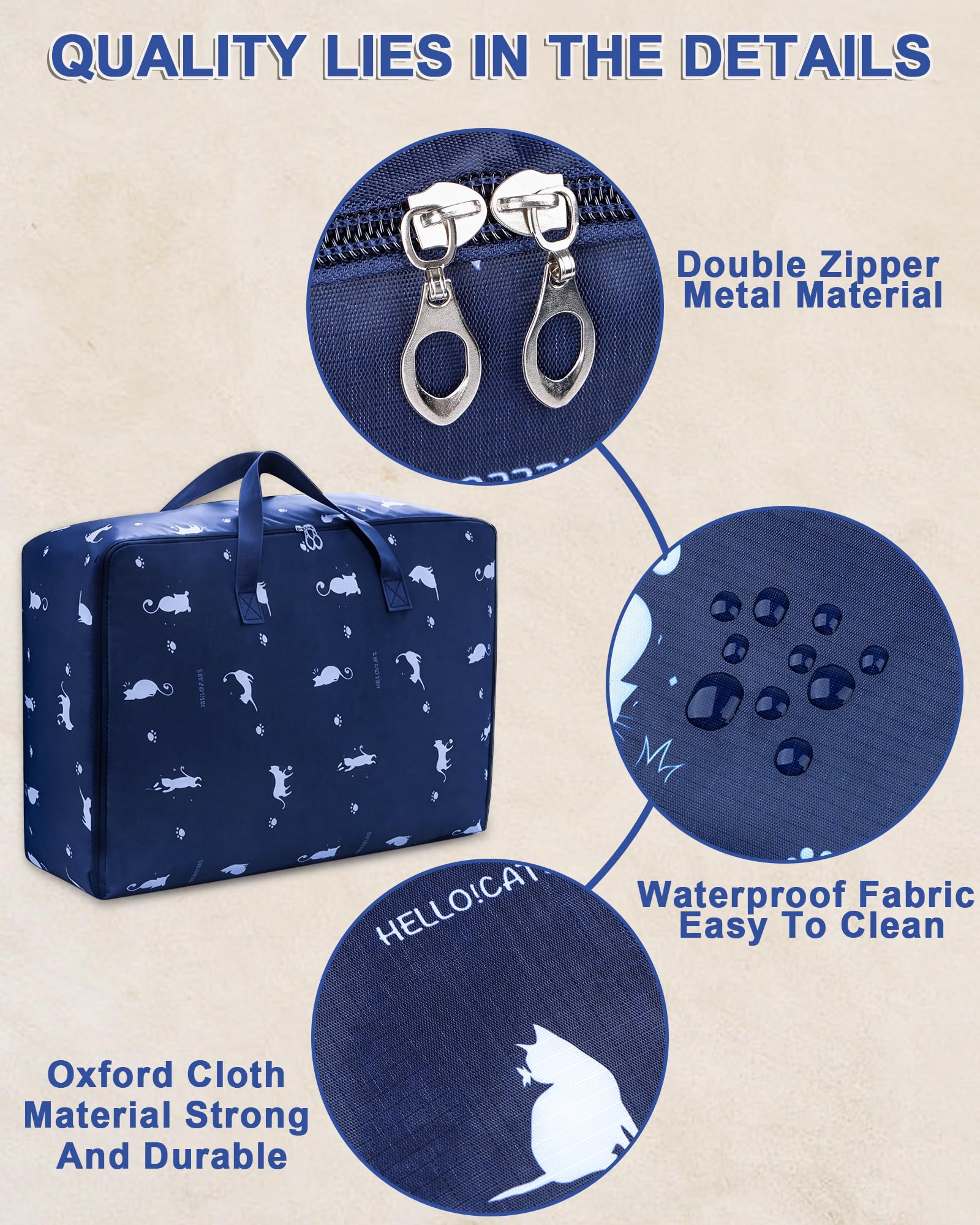2 Bolsas de Mudanza Grandes 105L, Bolsas Almacenaje Ropa de Tela Oxford, Bolsas para Guardar Ropa con Asas Reforzadas, Alternativa a Las Cajas de Mudanza para Guardar Ropa, Edredones
