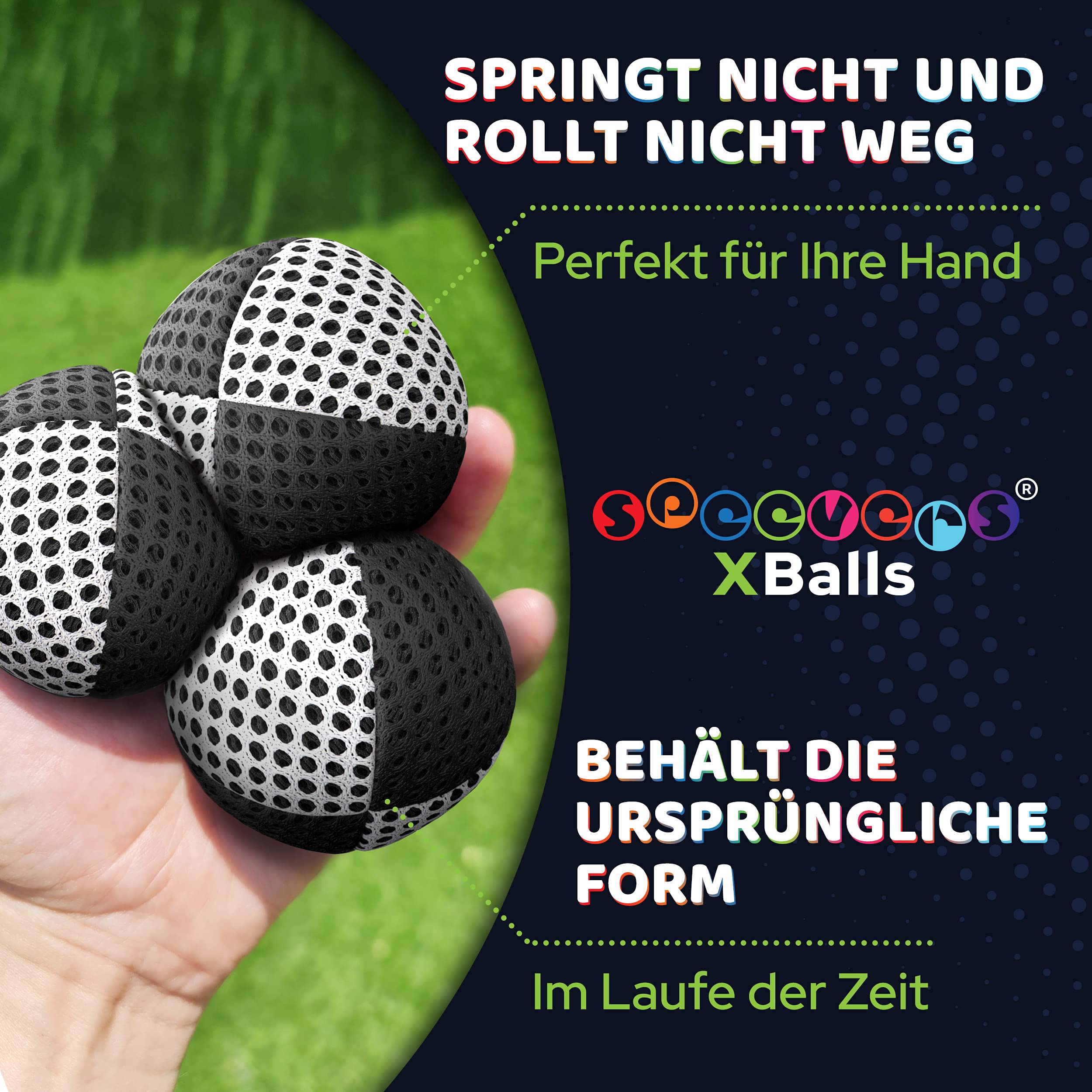 speevers XBalls Hohe Qualität Jonglierbälle Kinder Anfänger und Profi 3er Set, Jonglieren in 15 Farben, Jonglierset für Erwachsene, Anfänger Beanbags mit Tragetasche