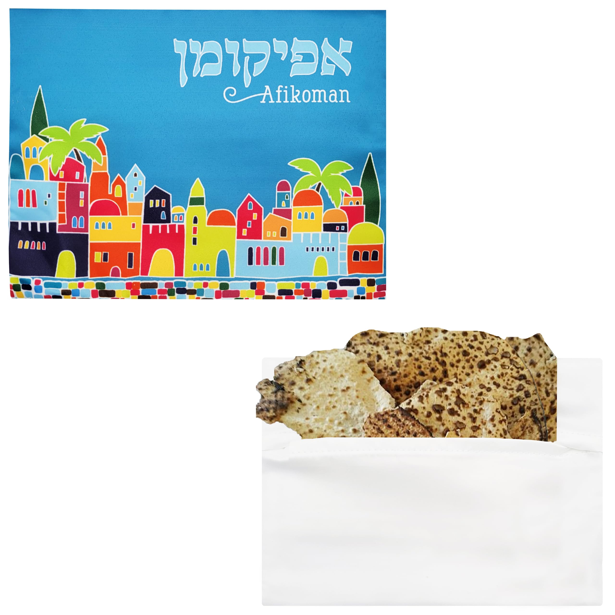 The Dreidel Company Passover Afikoman Bag for Seder (Afikoman Bag Satin Blue)
