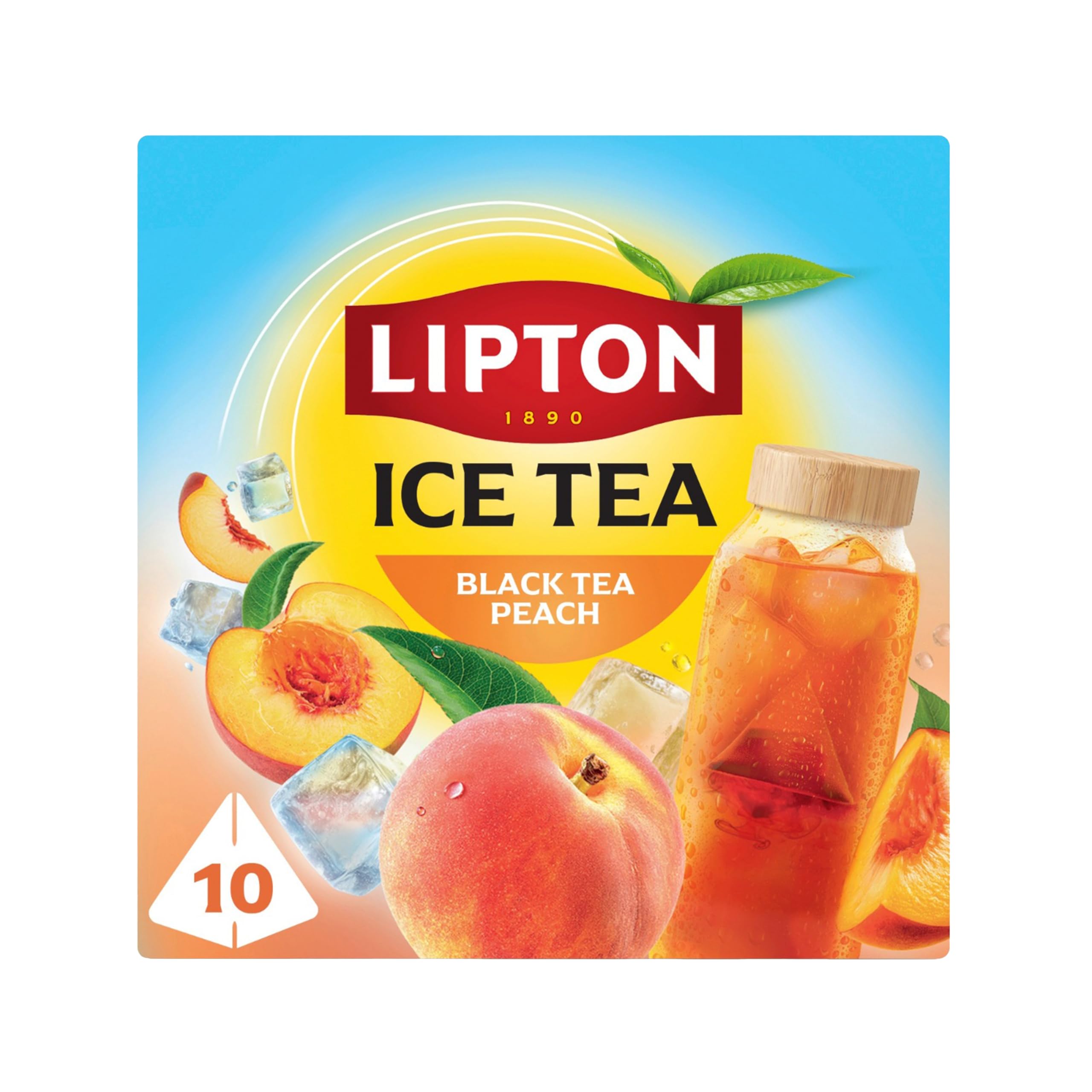 Lipton Ice Tea, Black Tea Peach, 10 pyramid tea bags, Zero Calories, Zero Sugar