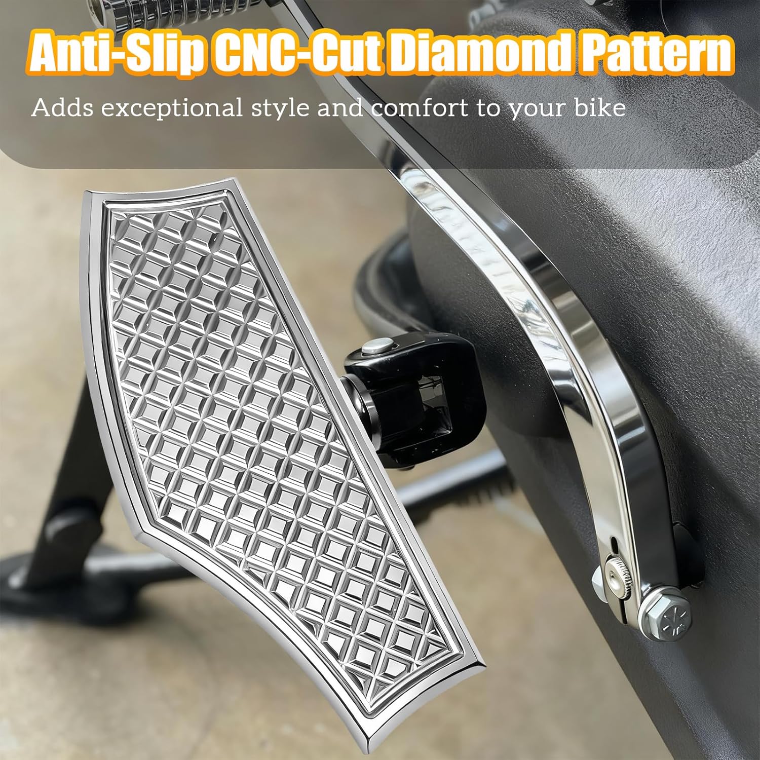 Passenger Floorboards, Rear Foot Pegs Footboards Footrests for Harley Touring Road king, Road glide, Electra glide, Street glide/Softail, Fat Boy, Bad Boy, Street Bob, Breakout, Heritage, Low Rider ST