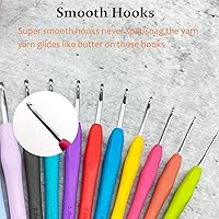 Vista 3 de Mdoker Tamaño M/13 (0.354 in), ganchos de ganchillo extra largos para manos artríticas, mango ergonómico suave para principiantes y amantes