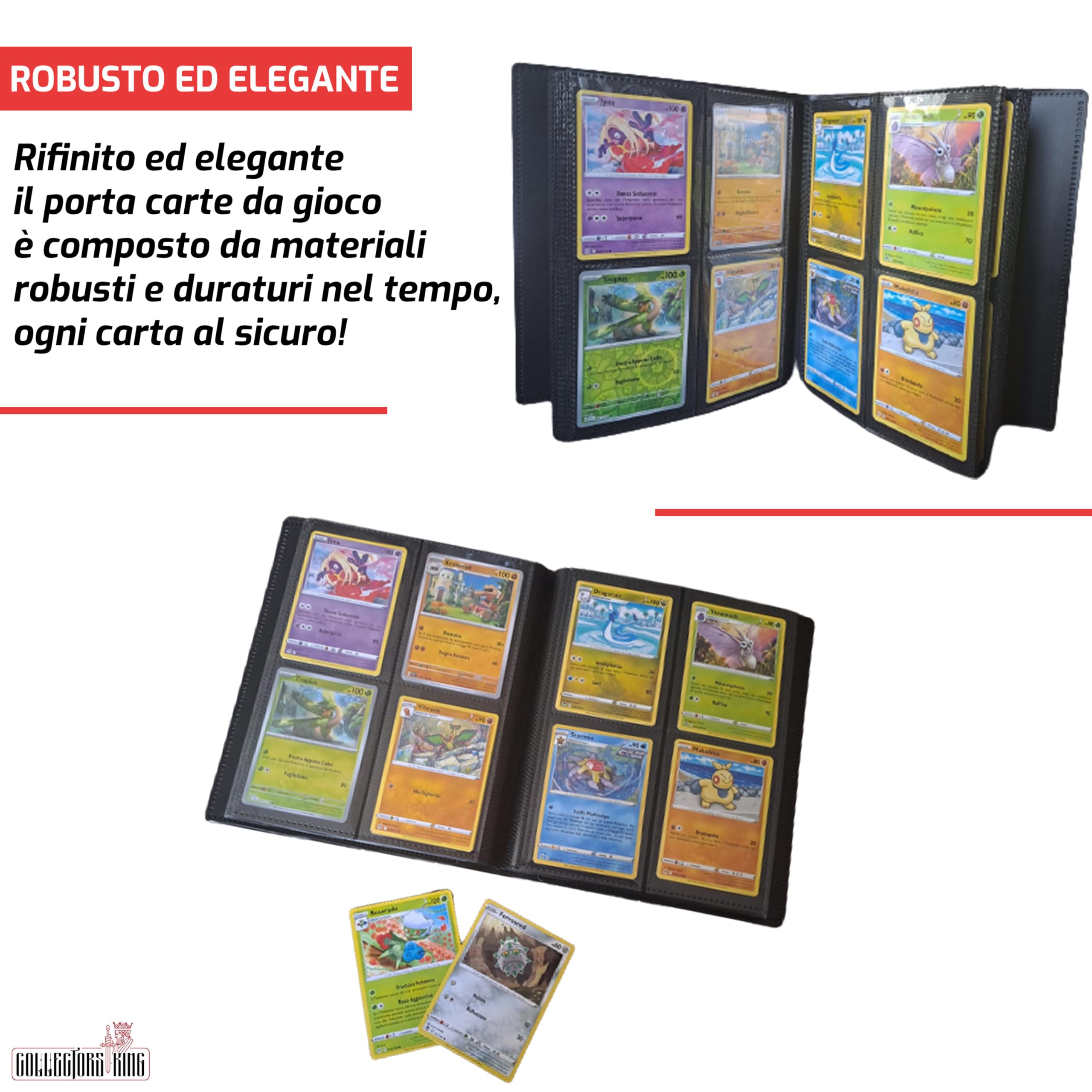 Collectors King Raccoglitore Carte Magic - Album Compatibile per 160 Card di Gx Ex Trainer Go, Yugioh, Mtg, Pokemon - 4 Tasche x Pagina da 9.5x7cm