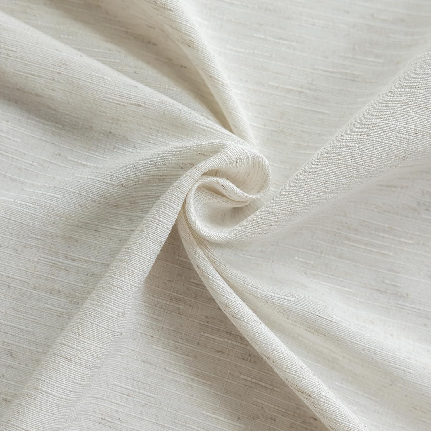 VOILYBIRD Off White Curtains Black Grommets Sheers Curtains 84 Inches Long for Bedroom Farmhouse Drapes Basketweave Texture, 52”W x 84”L, 2 Panels