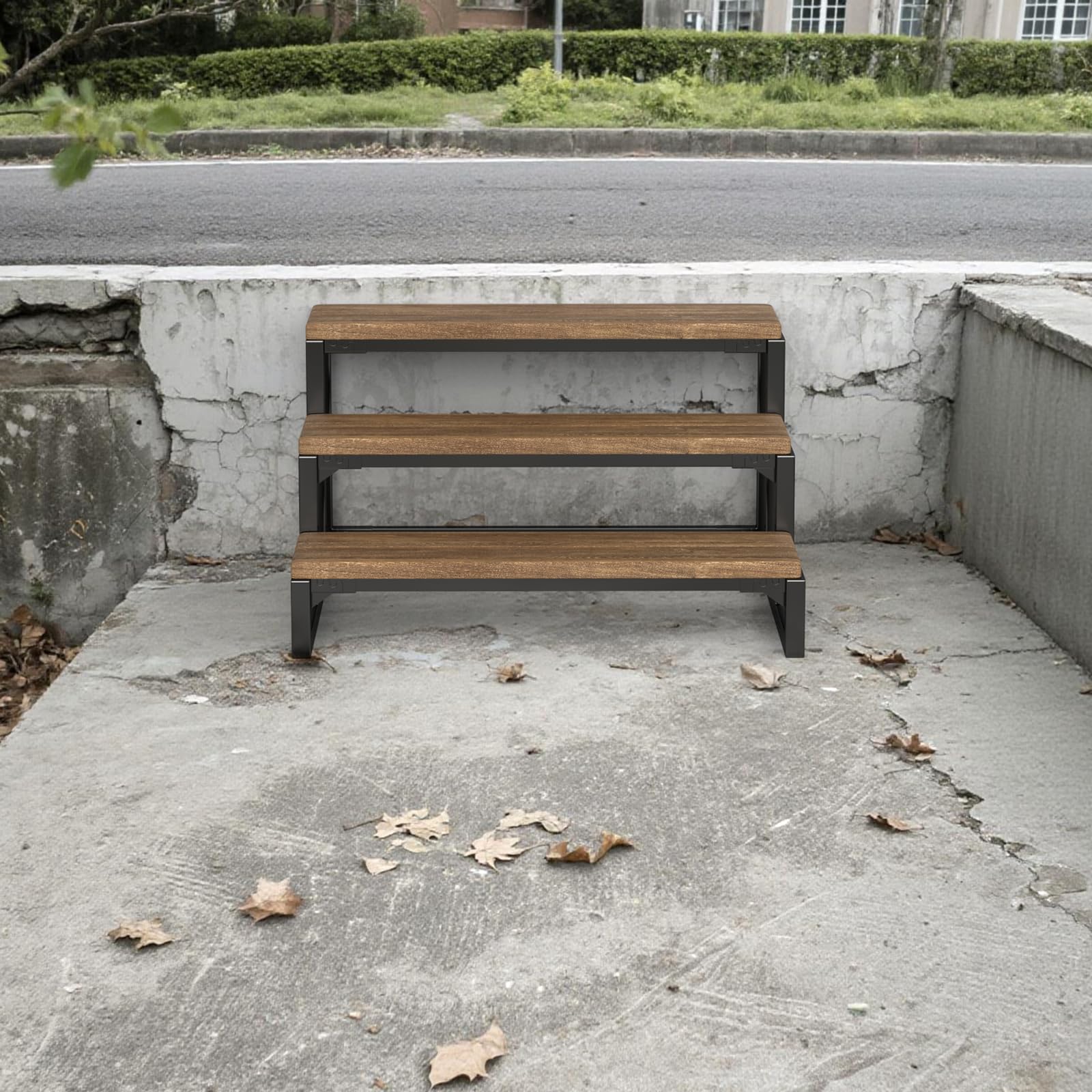 3-stufige Treppenwangen für den Außenbereich, Rahmen aus verzinktem Stahl – hochbelastbare, freistehende Stufen für Gärten und Terrassen (Breite: 80 cm)