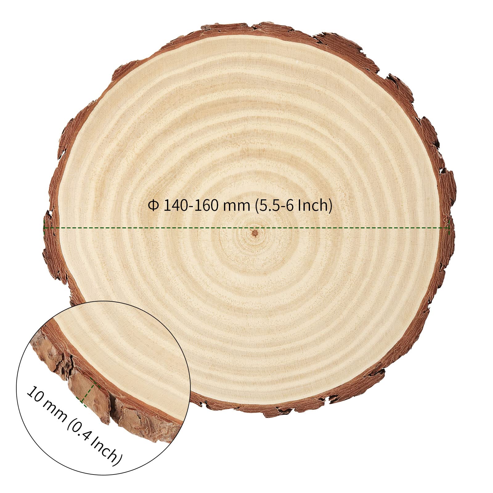 PINGEUI 20 Stück 14-16cm Naturholzscheiben, Unlackierte Holzkreise mit Rinde, Runde Blanko-Holzscheiben Holzscheiben für DIY Handwerk, Weihnachtsschmuck und Hochzeitsdekorationen
