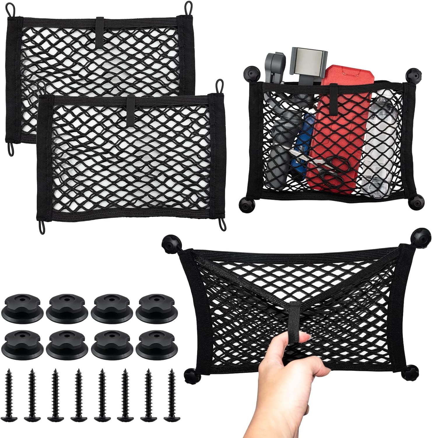 netz aufbewahrung camper Gepäcknetz Auto 2 Stück, 36.5 x 25 cm für Auto, Boot, Van, Zuhause, Schwarz Titel:Standard Verdauungsbeschwerden Gepäcknetz Auto 2 Stück,
