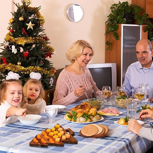Miniatura 4 de Tablas de queso para árbol de Navidad, bloque de carnicero de madera con mango de cuerno, tabla de servir de madera de Navidad reutilizable, tabla