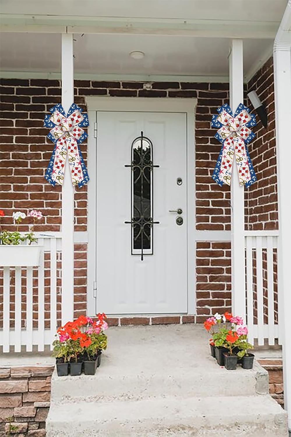 Large Summer Wreath Bows Navy Blue Bows for Wreaths,Blue Sailor Ribbon Bow Ocean Boat Anchor Decor Bow for Summer Decoration Indoor Outdoor Wreath Ornament Supplies - Image 4