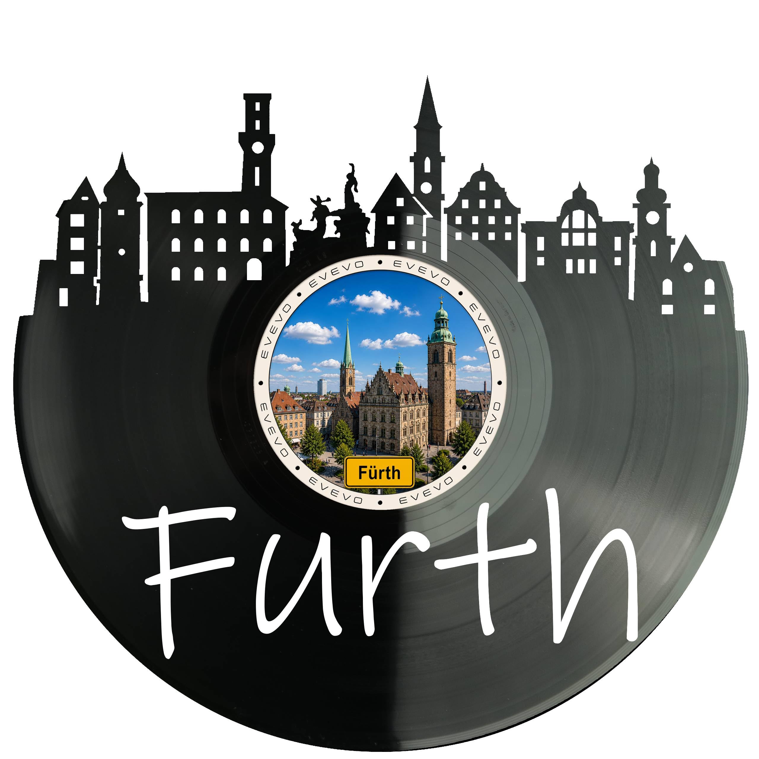 EVEVO Decorazione da parete in vinile di Fürth – Decorazione da parete in vinile con skyline di Frank, regalo per fan di Fürth, amanti della città vecchia D0058