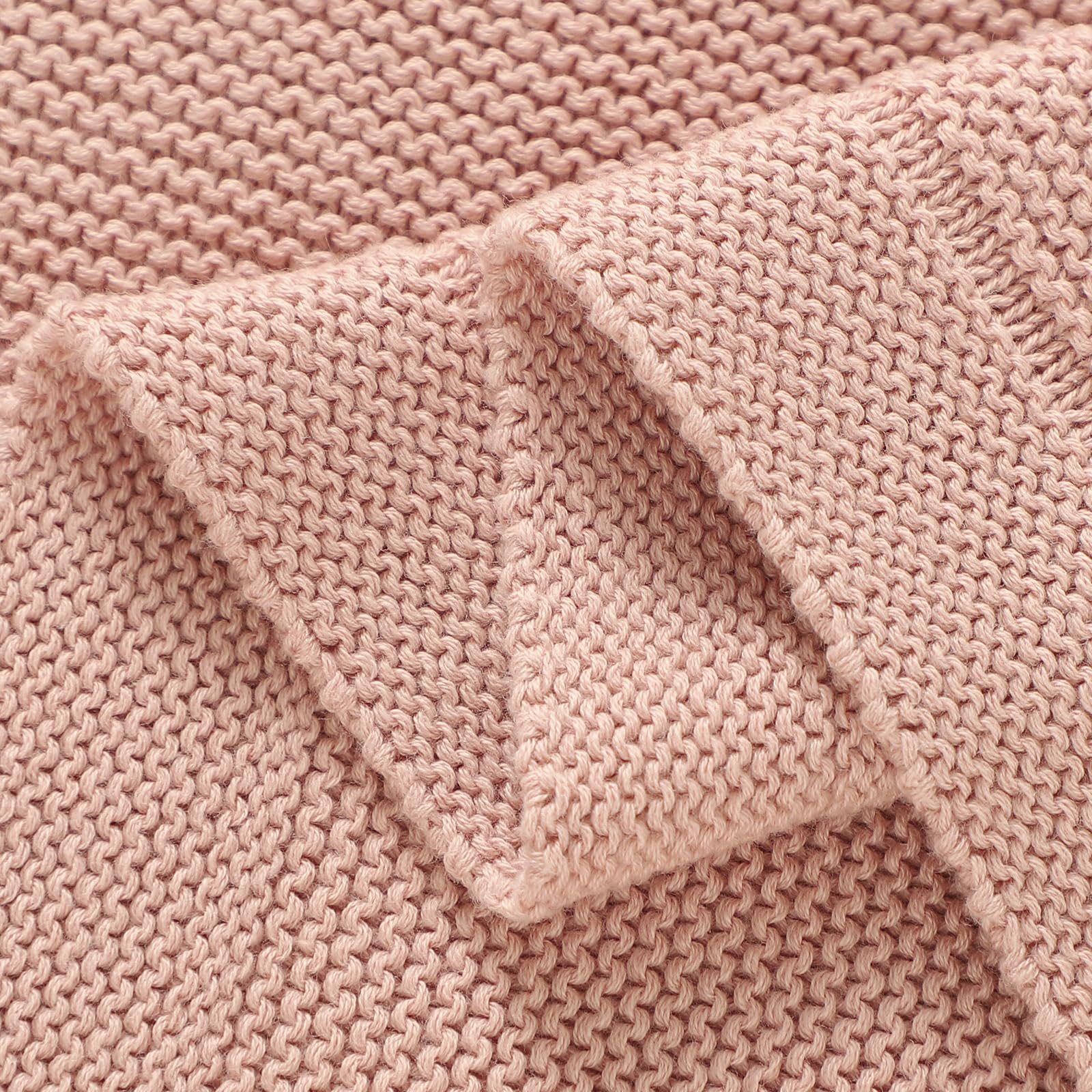 Wugu - Mantas de punto para recién nacidos y niñas, de algodón suave, transpirable, tamaño 76 x 101 cm, manta para cochecito de bebé, color rosa