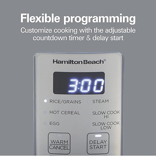 Miniatura 21 de Hamilton Beach - Olla arrocera programable digital y vaporizadora de alimentos, 8 tazas cocidas (4 en crudo) con cesta vaporizadora y de enjuague