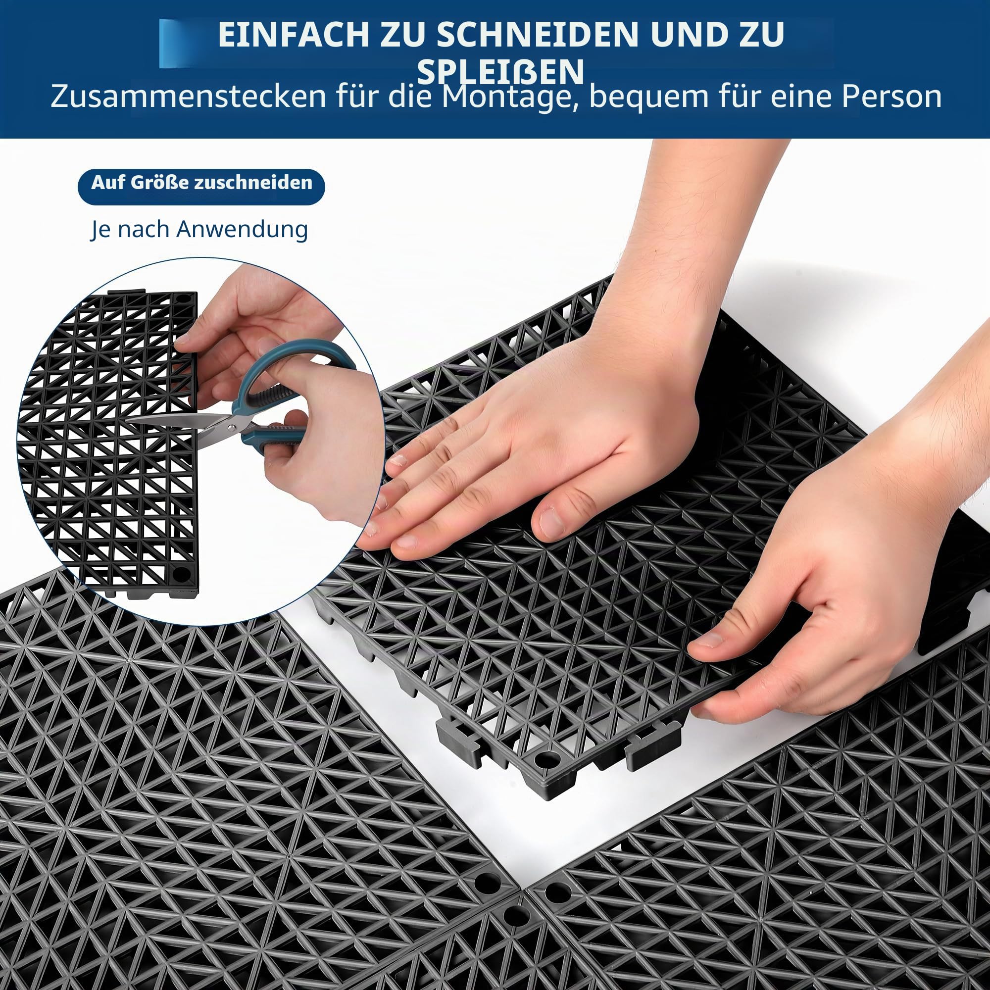 GarveeHome 50 Stück Ineinandergreifende Fliesen PVC Bodenfliesen Stecksystem Bodenplatten Klicksystem Fliesen 30.5 x 30.5cm Quadratische Bodenfliesen Für Garage, Garten, Küche, Deck, Pool, Outdoor