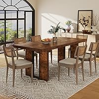 Vista 5 de Auromie Mesa de comedor rústica de 71 pulgadas para 8, mesa de comedor de granja para 6 a 8, mesa de cocina rectangular con patas resistentes