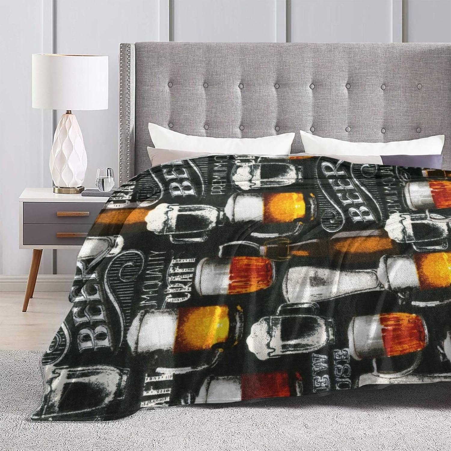 Cool Beer bar Craft Brewery Blanket Super Soft Flannel Blanket Comfy Cozy Throw Blanket Couch Lightweight Blankets for Living Room Bedroom 80"x60"