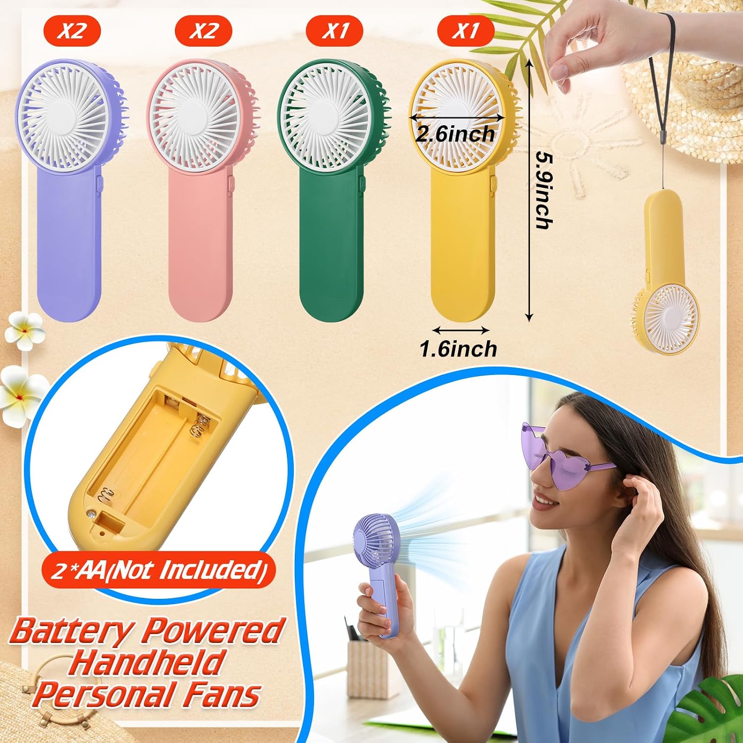 Tuanse 12 Pcs Portable Handheld Fan Heart Shaped Sunglasses Bulk Summer Party Favors Supplies Pocket Fans Heart Glasses for Beach Gift Swimming Travel Trip Park Outdoor(Multicolor)