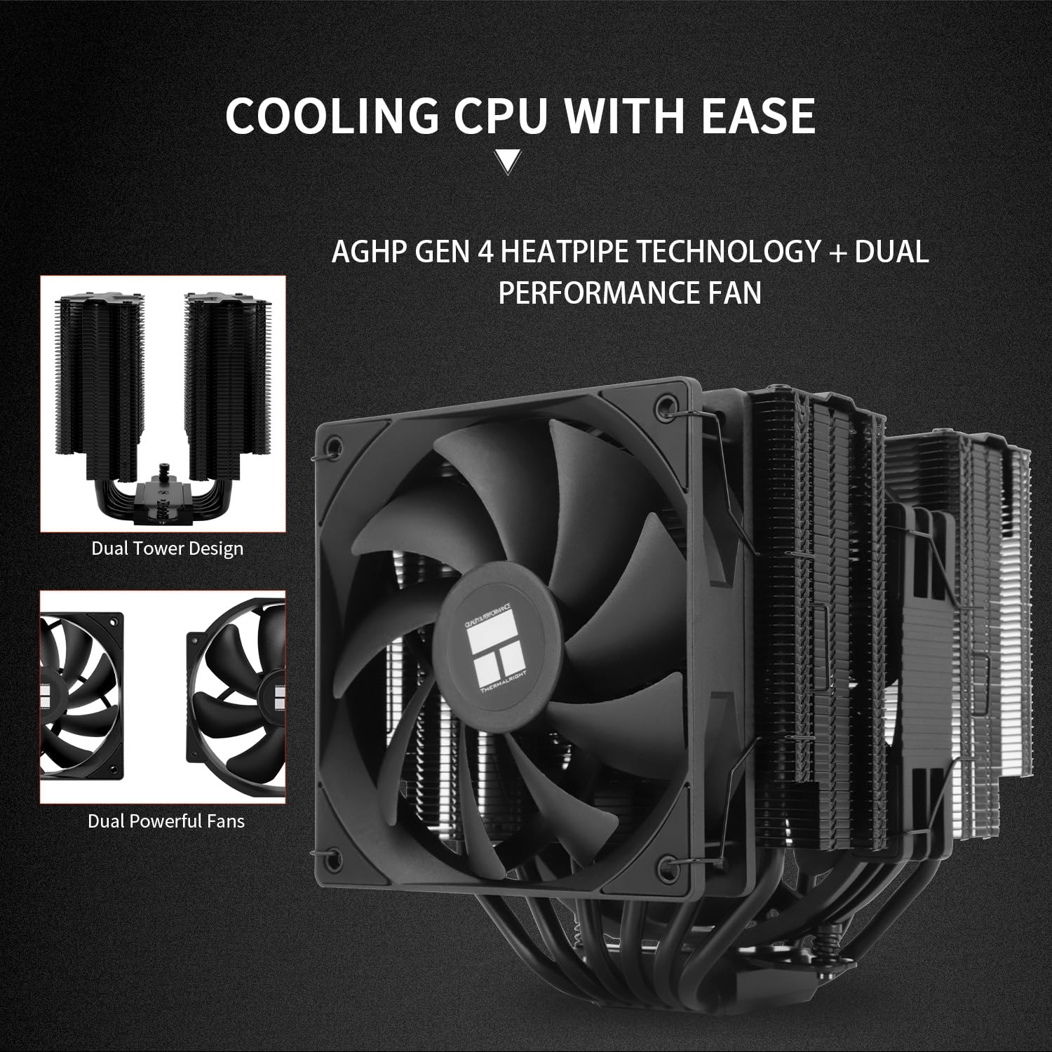 Thermalright Peerless Assassin 140 Black CPU Air Cooler, 6 tubi di calore dissipatore di calore Dual Tower, doppia ventola PWM con velocità 1500RPM, raffreddamento CPU desktop per Intel