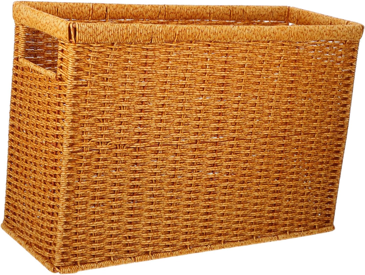 STOBAZA Multi-Purpose Woven Basket Handle Japanese Handmade Storage Bin for Magazines Sturdy Rattan Design for Closet Organization Home Décor