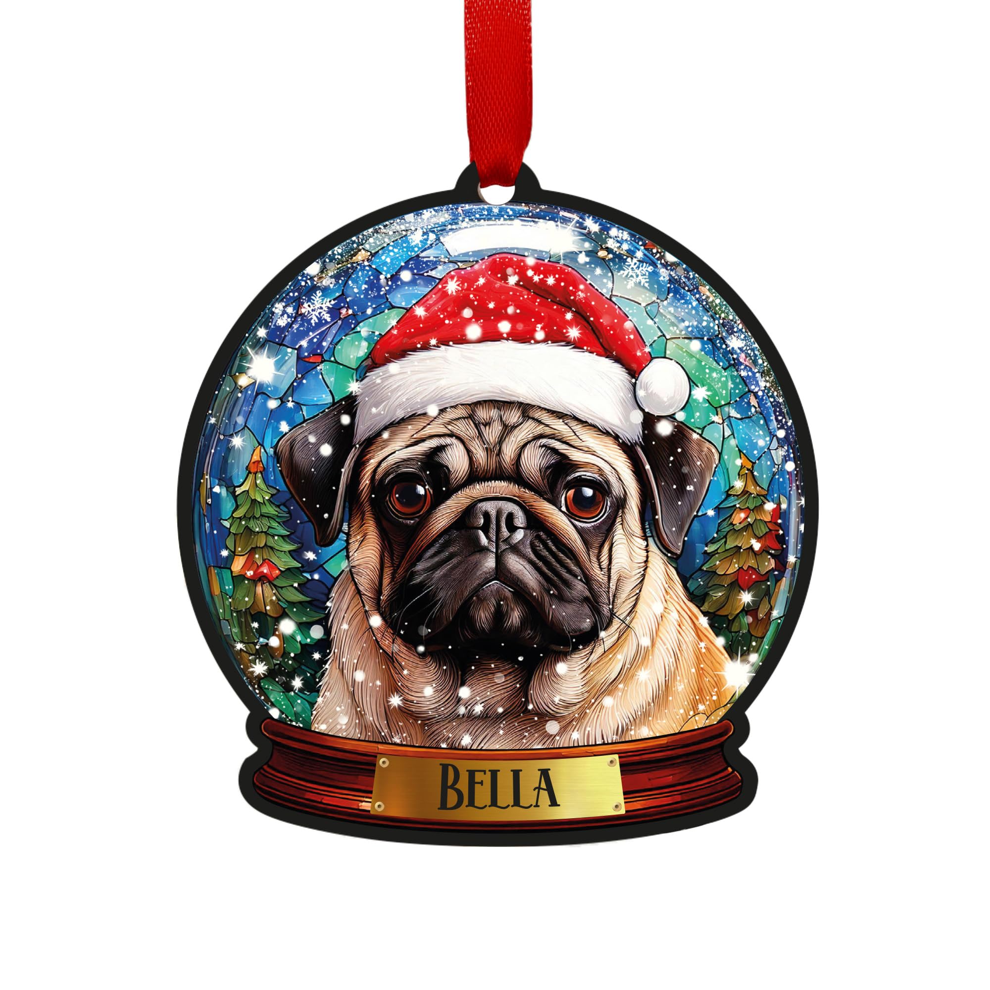 Pug Personalised Snow Globe Decoration