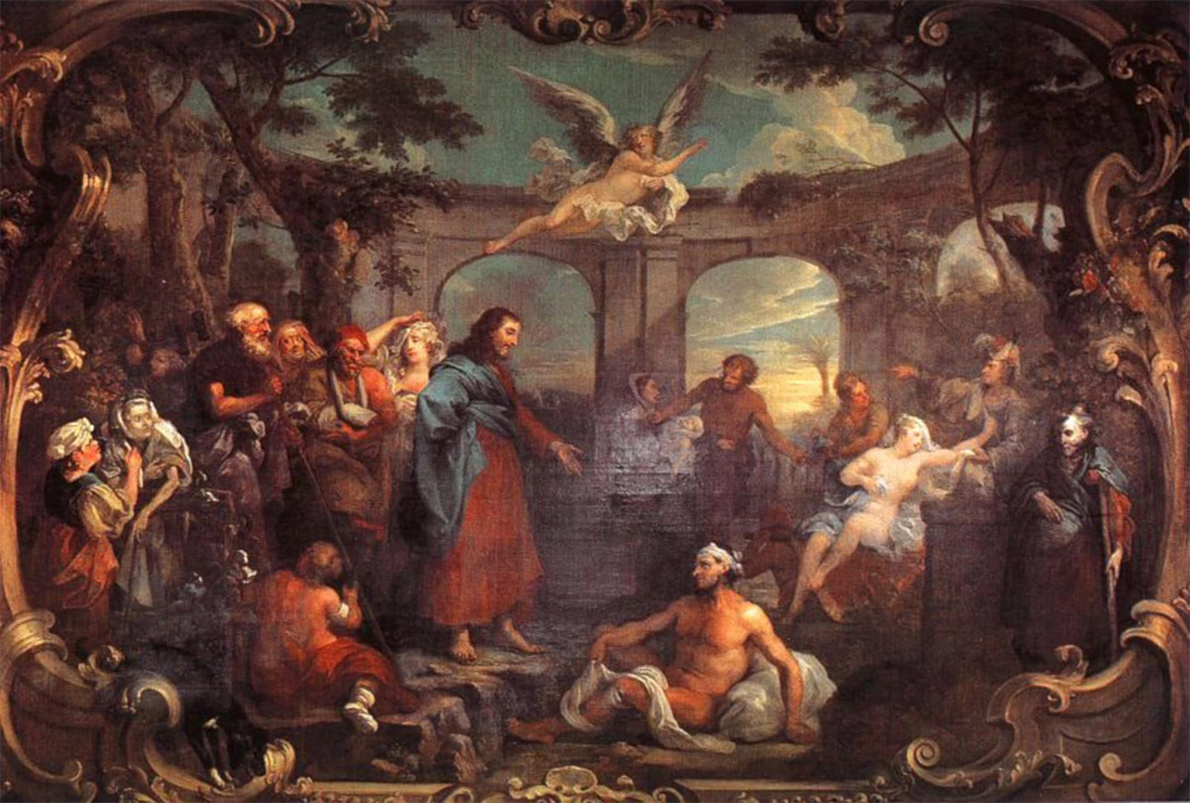 SERENDIPITP Vintage Wall Art Canvas Nordic Poster Canvas Print Picture the Pool of Bethesda by William Hogarth Wall Art Poster for Home Decor 60x90cm