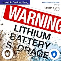 Vista 4 de Letrero de almacenamiento de batería de litio de advertencia, 10 x 14 pulgadas, HDPS de 55 mil de grosor (poliestireno de alta densidad), fabricado