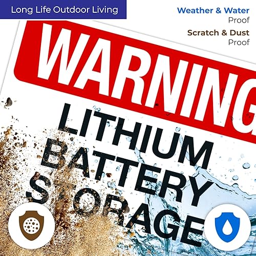 Miniatura 4 de Letrero de almacenamiento de batería de litio de advertencia, 10 x 14 pulgadas, HDPS de 55 mil de grosor (poliestireno de alta densidad), fabricado