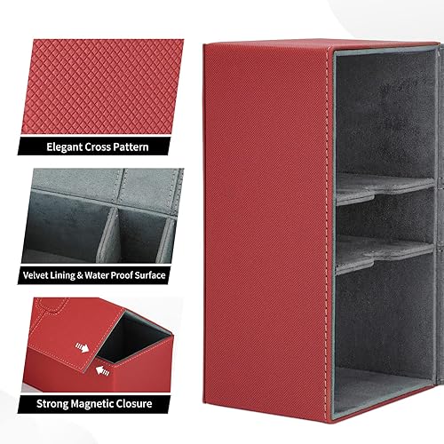 Miniatura 2 de XL Commander Premium - Caja doble para más de 200 cartas con funda ProTwin FlipDeckCase con 3 bandejas para MTGTCGCCG (capa interior roja)