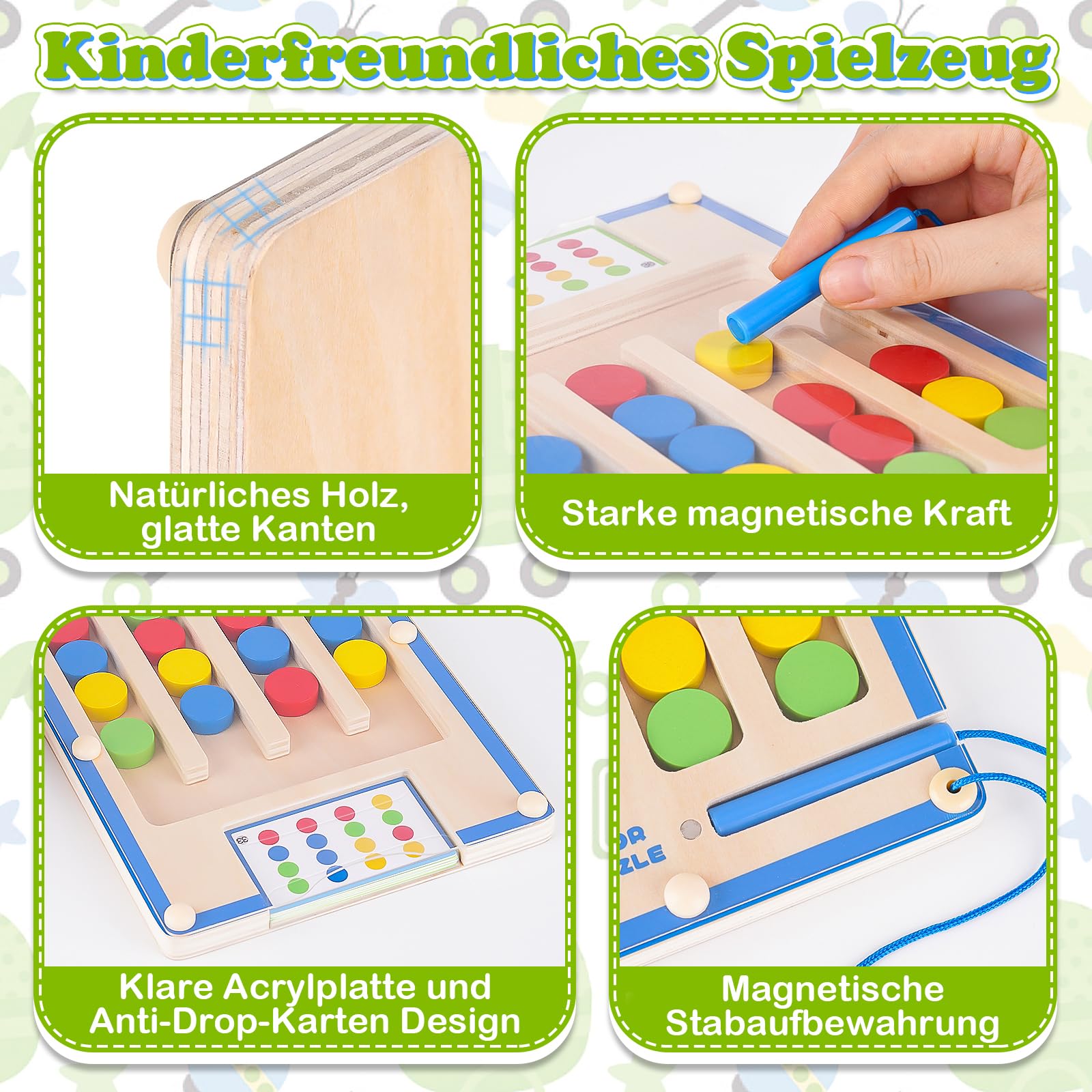 TMGOT Montessori Activity Board drewniana zabawka magnetyczna do nauki kolorów dla chłopców i dziewczynek - zabawny prezent