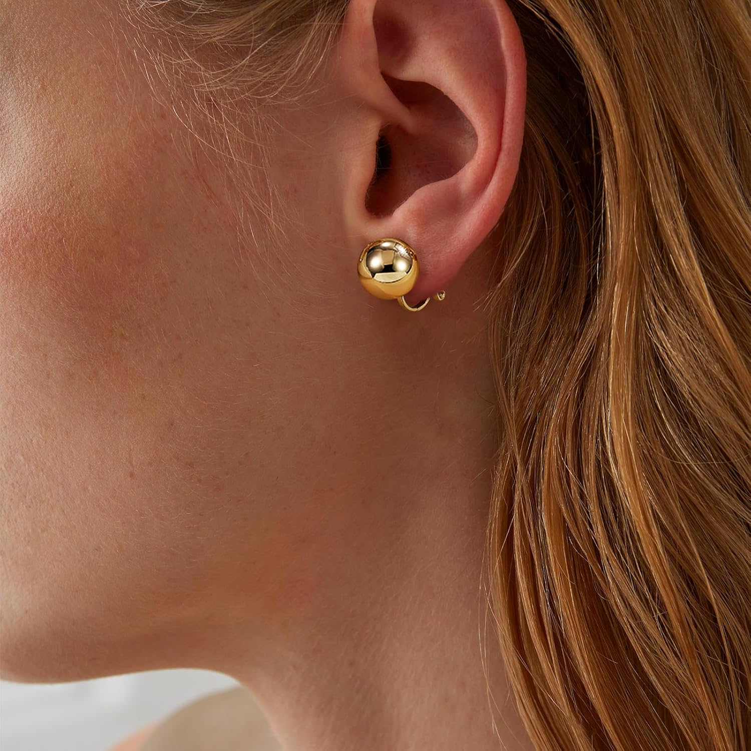 Clip on Earrings for Women Gold Ball Earrings 14K Gold Silver Plated Ball Earrings Non Pierced Earrings for Women Jewelry for Her - Image 2
