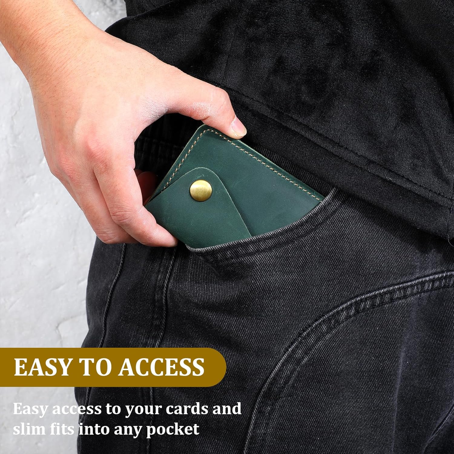 Xthrotsenk レザーカードホルダー グリーンカードケース ウォレット クレジットカードウォレット カードホルダー ウォレット