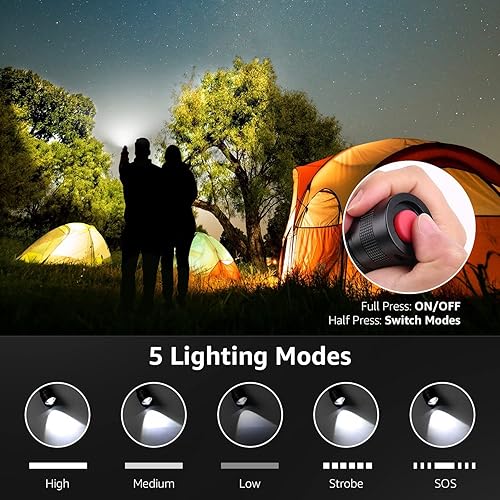 Miniatura 4 de Lepro Linterna táctica LED, linterna LE3000 de alto lúmenes, 5 modos de iluminación, zoomable, resistente al agua, adoptada por Osram P9 LED,