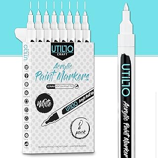 White Paint Pen (8-Pack) Extra Fine Tip Made in Japan | Bold Color+100% Coverage | For Rock, Wood, Glass, Paper, Fabric, C...