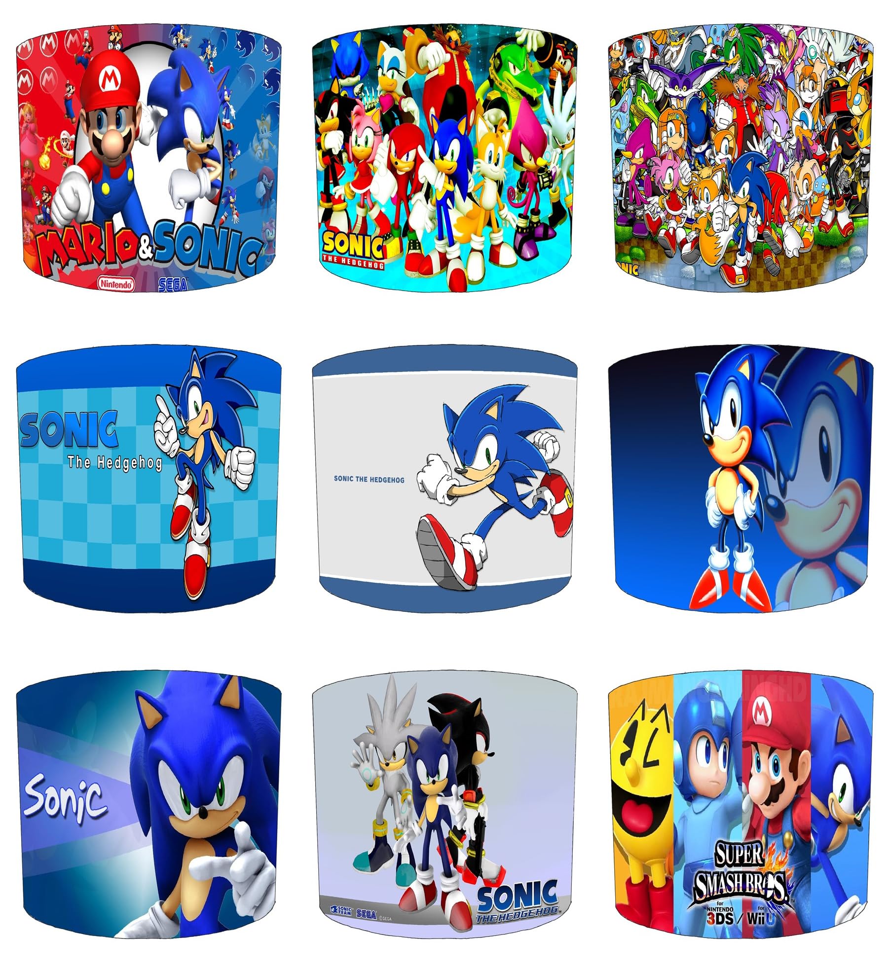 Sonic Gaming Gamer Childrens Lampshade in 9 Designs and 3 Sizes for Ceiling Light Shades Pendant or Table Lamp The Hedgehog