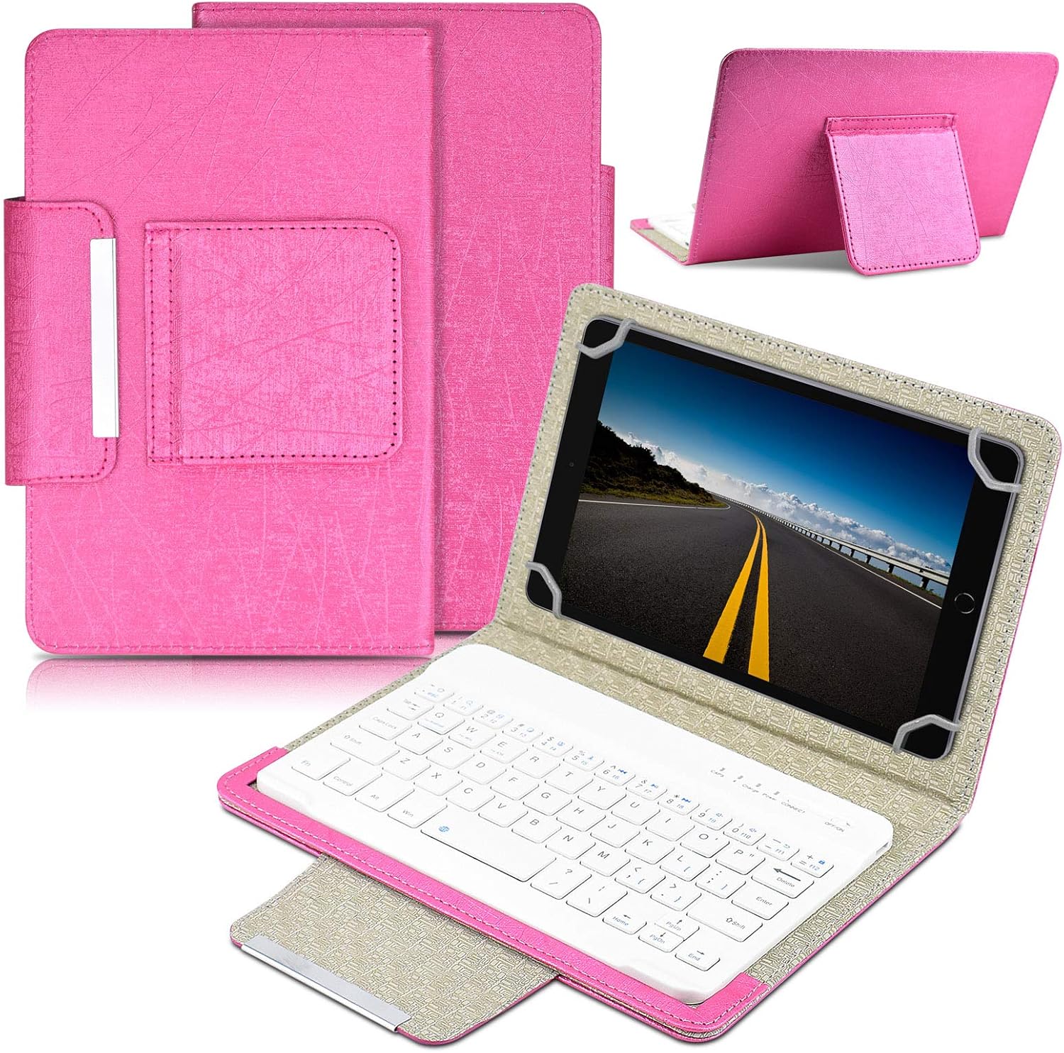 DETUOSI Universal 7.0 inch Android Tablet Case with Keyboard, Removable Wireless Bluetooth Keyboard + PU Leather Folio Book Cover + Stand, Travel Portable Sleeve for iOS/Android/Windows System Tablet