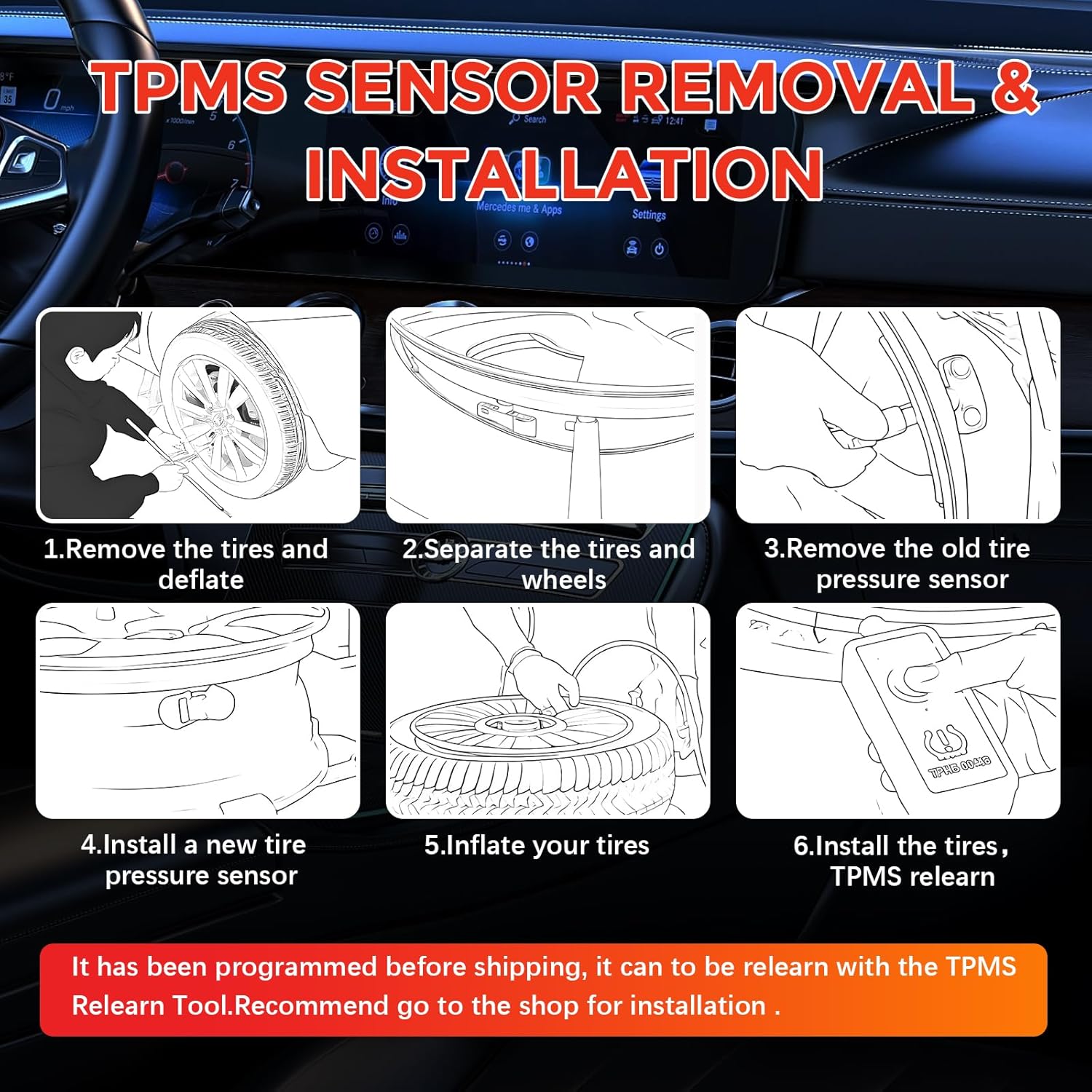 RLP TPMS Tire Sensor Tire Pressure Monitoring System Sensor 433MHz Compatible with 2020 2021 2022 2023 2024 Buick Ca-dillac Chevy Silverado GMC Sierra Pontiac Replaces 13542523 13533166