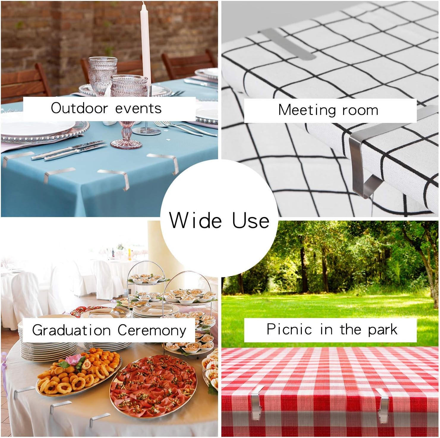 Hottest Sale MWH Tablecloth Clips,Picnic Table Clips,Flexible Stainless Steel Cloth Cover Clamps Holders, Ideal for Picnics Marquees Weddings Graduation Party Tablecloth Tables - 24 Packs (b, l)