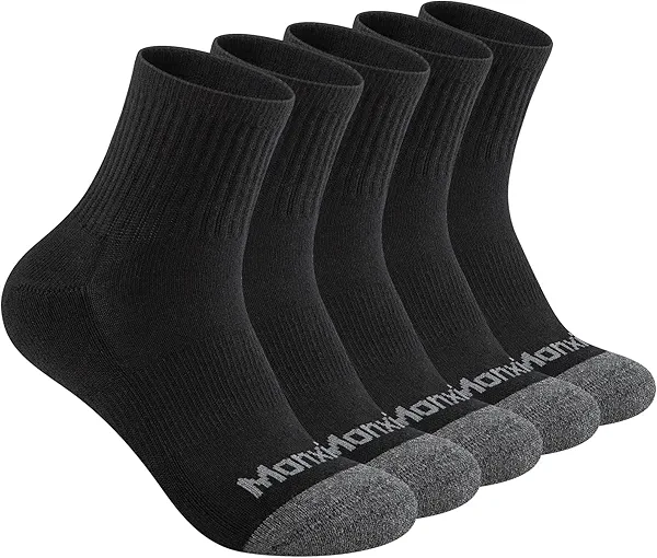 Monxiery Mens 100% Cotton Cushioned Ankel Socks, Athletic Performance Running Moisture Wicking Breathable Quarter Socks