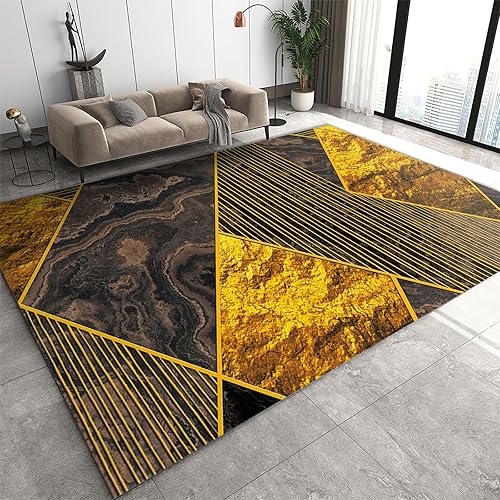 Miniatura 10 de Alfombra ligera de lujo con diseño de mármol rojo dorado, alfombra antideslizante de mármol de lujo, de pelo bajo, fácil de lavar a máquina