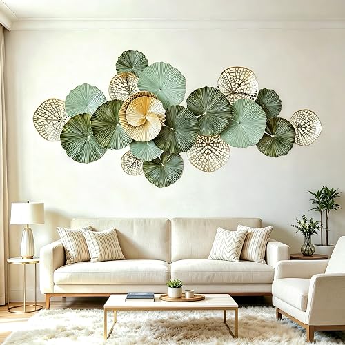 Roivikis Large Metal Wall Art Decor, 3D Abstract Lotus Leaves