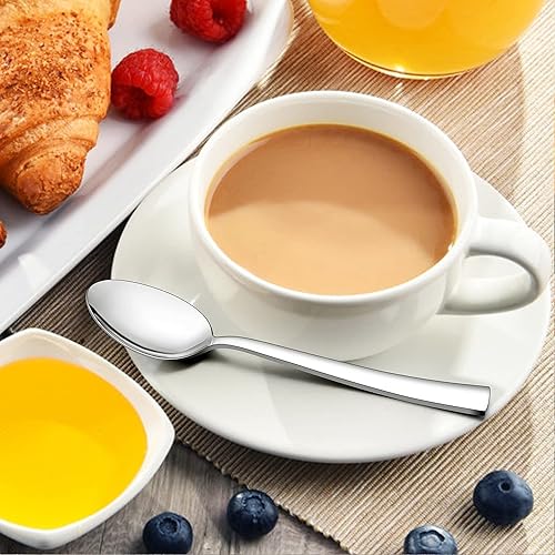 Miniatura 7 de LIANYU Juego de cubiertos de 16 tenedores y cucharas, 8 tenedores de postre (6.7 pulgadas) y 8 cucharaditas (6.7 pulgadas), cubiertos cuadrados de