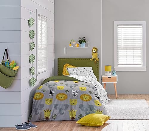 Miniatura 6 de Saturday Park Safari Friends - Juego de funda de edredón y funda de almohada tamaño individual, 2 piezas, 100% algodón orgánico, certificado GOTS y